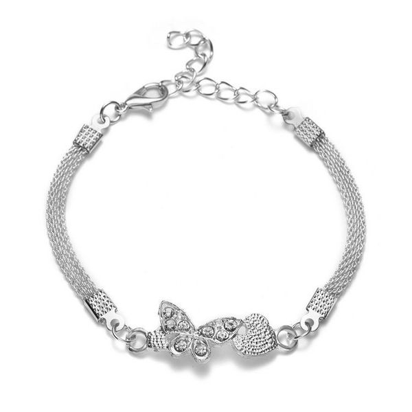 

casual rhinestone infinity charm bracelet men women jewelry owl butterfly adjustable couple bracelets for lover friend gifts, Golden;silver