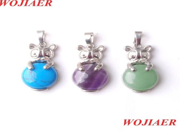 

pendant necklaces cute natural animal the rabbit pendant bead round gem stone fashion jewelry for women be906 drop deliver bdejewe8074529, Silver