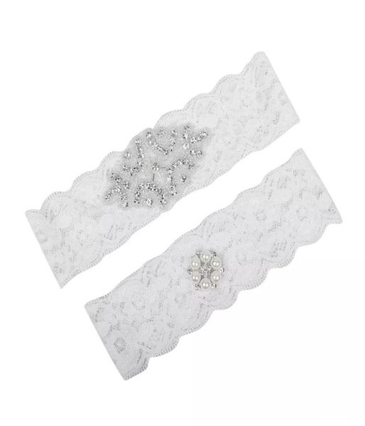 

wedding leg garters plus size lace bridal garters crystals pearls lace wedding garters for bride belt real picture6600852, White