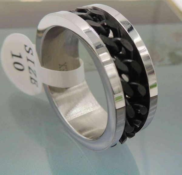 

rings titanium steel jewelry inlaid chain stainless ring room electric furnace black men039s wide two in one2545640, Golden;silver