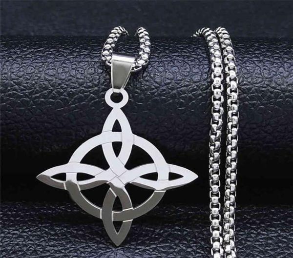 

stainless steel witchcraft witch039s knot geometry long chain necklace for menwomen silver color jewelry bijoux femme n4273s027382694