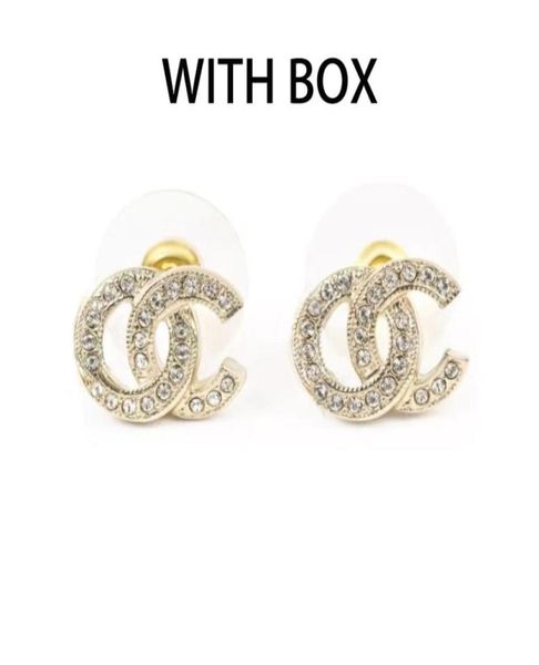 

18k gold plated 925 silver luxury brand designers letters stud flower geometric famous women round crystal rhinestone pearl earrin8915858, Golden;silver