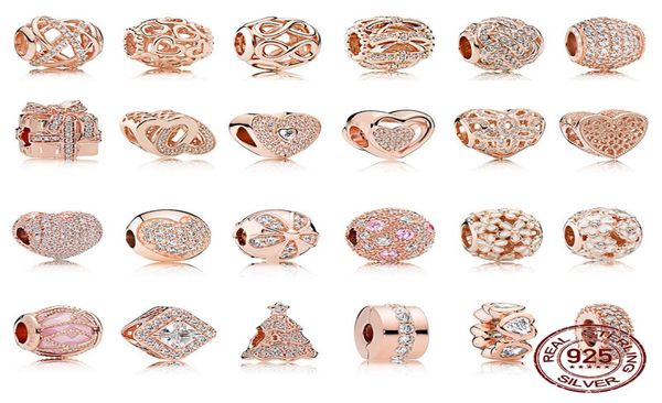 

925 sterling silver rose gold love heart zircon series pendant diy fine beads fit original charm bracelet jewelry2791463, Black