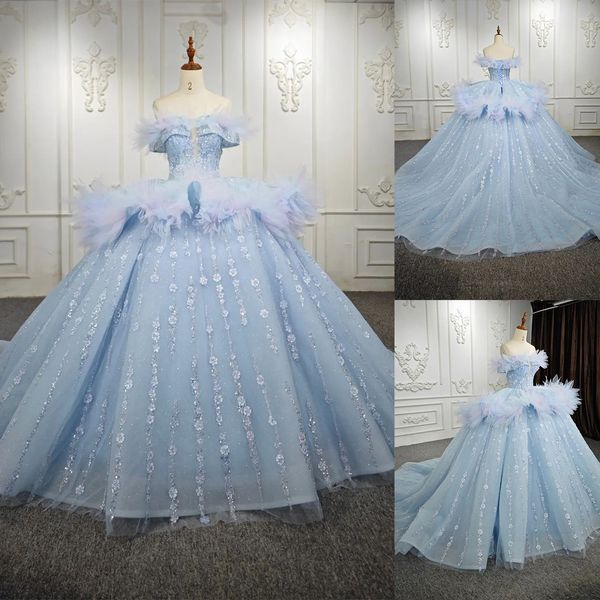 

colorful ball gown wedding dresses off the shoulder lace applicants on tulle sequins court gown designer custom made plus size bridal gown v, White