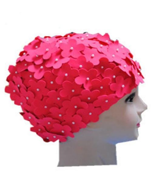 

ladies petal flower vintage style swimming hat cap big size 6 colors 2220598