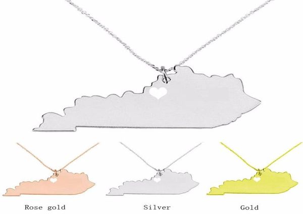 

us kentucky stainless steel map pendant necklace jewelry013479620, Silver
