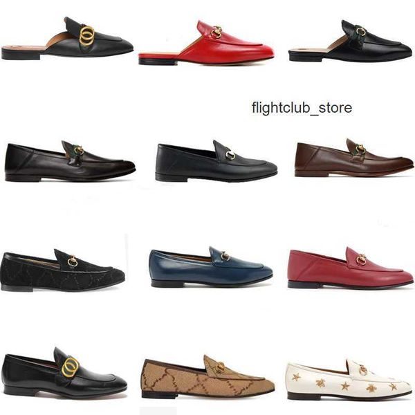 

cowhide sliede flat dress shoes 100 ggity men designer shoe metal buckle leather classic casual shoe mules women princetown man slipper tram, Black