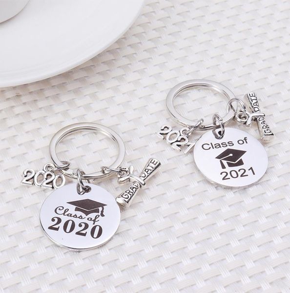 

2021 new class of stainless steel key ring with scroll graduation season gift6295686, Slivery;golden