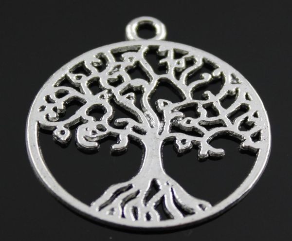 

100pcslot 25mm 2 colors antique silver antique bronze plated tree of life charm diy for handmade9598120, Bronze;silver