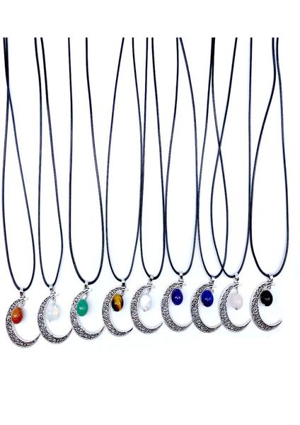 

12mm reiki stones ball turquoise pink quartz vintage moon frame charms pendant necklace for women men gift accessories3530713, Silver