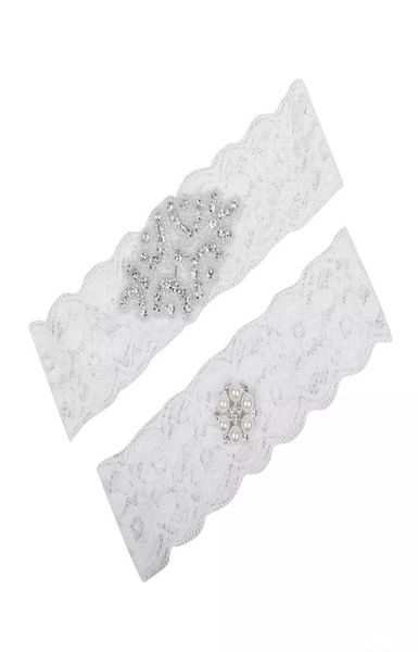 

wedding leg garters plus size lace bridal garters crystals pearls lace wedding garters for bride belt real picture1698676, White