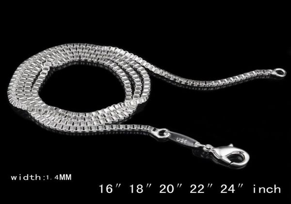 

silver plated box chain necklaces 14mm 16 inch24 inch bright silver color fine chains 20pcslot9854945