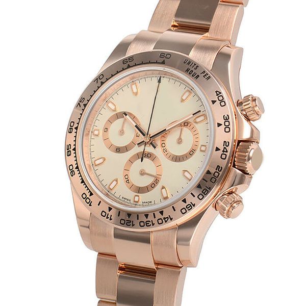 

v3 2813 automatic movement 116505 everose gold ivory dial watch 40mm 18k rose gold watch men's watch, Slivery;brown