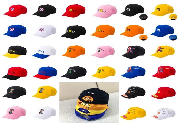 

5pcs kids cartoon embroidered ball cap baseball caps 6m12y 19 colors boys girls sun hats adjustment visor hat children boutique a4326138, Yellow