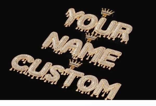 

hip hop custom name bubbles letters pendant necklace micro cubic zircon with 24inch rope chain7984014, Silver