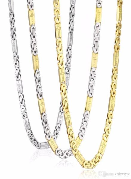 

stainless steel necklace mens chain byzantine carved cross men jewelry gold silver tone 8mm width 55cm length 22inch5083371