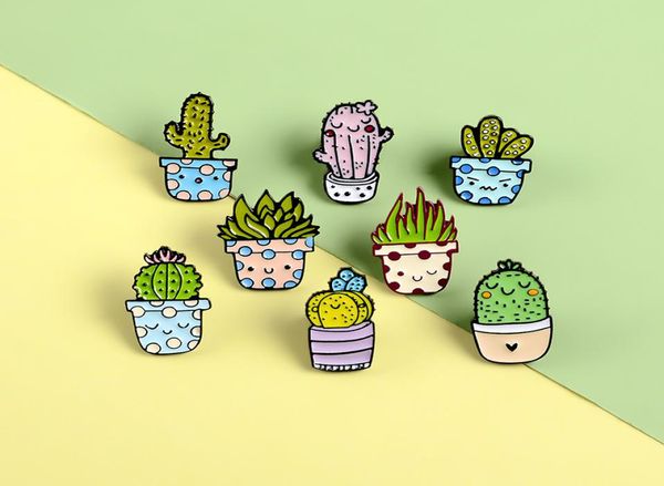 

cartoon cactus brooch cute mini plant pot enamel women denim jackets lapel pins hat badges kid jewelry christmas gift5354676, Gray