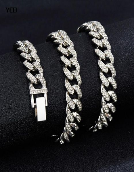 

chains ycd men women hip hop iced out bling chain necklace punk 13mm miami cuban bracelet fashion charm jewelry2641688, Silver