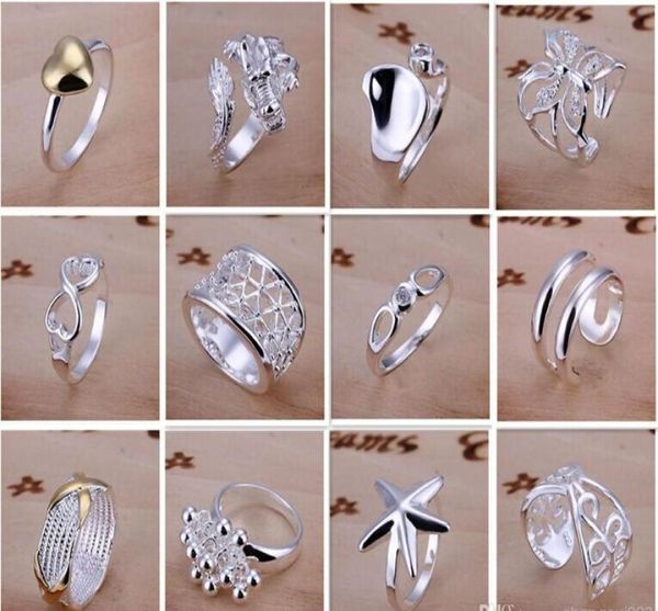 

new arrive 925 silver jewelry 50pcs lot charming women girls finge rings multi styles rings mix size mix order 17613584274