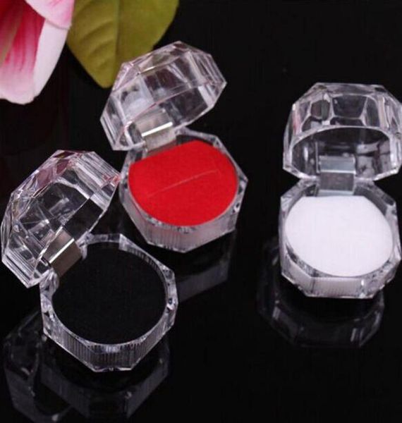 

acrylic crystal clear ring box transparent black white red box stud earring jewelry case gift boxes jewelry packaging5492043