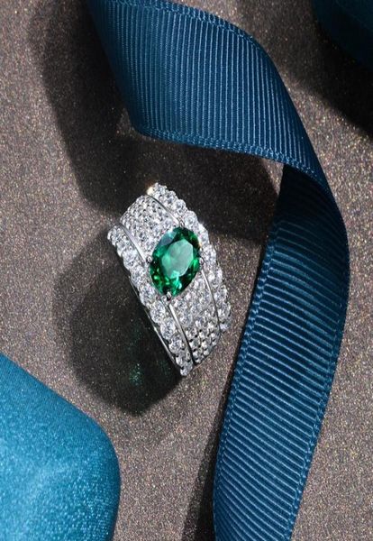 

vintage emerald moissanite diamond ring 100 original 925 sterling silver wedding band rings for women bridal gemstone jewelry1814443, Slivery;golden