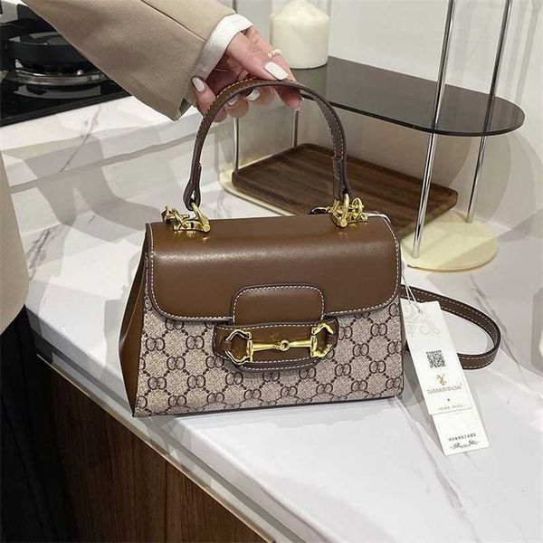 

24% off designer 2023 advanced saddle riding hook buckle handbag new small and fashionable old flower contrast color one shoulder crossbody