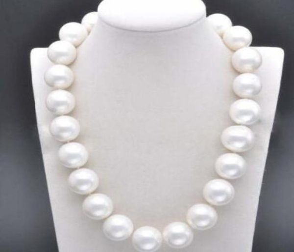 

huge 20mm genuine south white sea shell pearl round beads necklace 18quot6132375, Silver