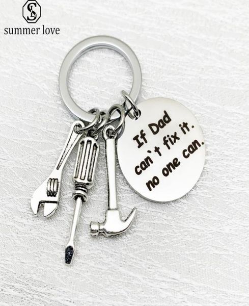 

daddy key rings if dad can039t fix it no one can hand tools keychain gift for papa father039s day creative father keys chain8958644, Slivery;golden