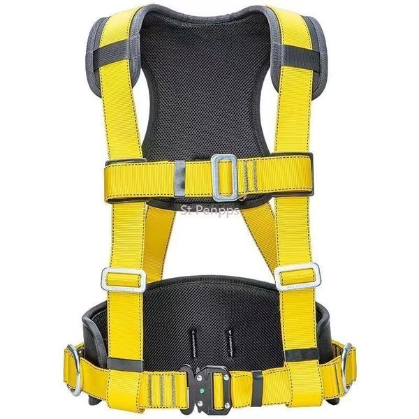 

climbing ropes aerial work safety harness lanyard on back fall protection belt electrician construction climb a mountain outdoor 230717