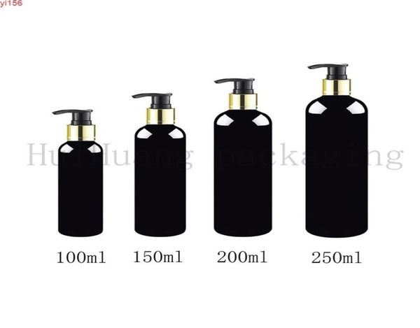 

30pcslot 100150200250ml black gold collar screw shampoo lotion pump plastic bottlesoap dispenser cosmetic packaging bottlesgo7968010