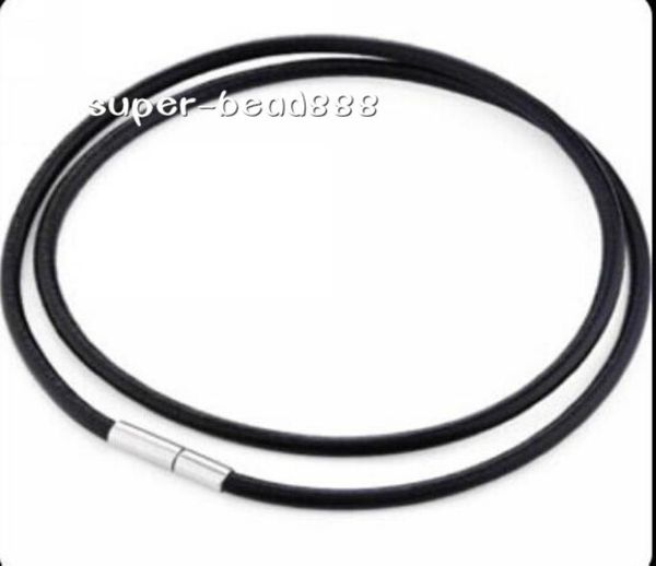 

10pcslot fashion men039s stainless steel clasp cowhide leather cord pendant necklace5474396, Black