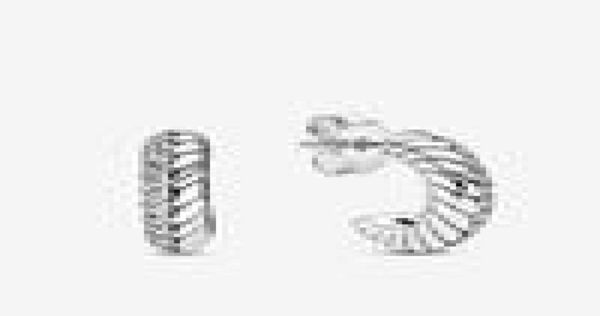 

authentic 100% 925 sterling silver pave chain pattern hoop earrings fashion earrings jewelry accessories 322998, Golden;silver