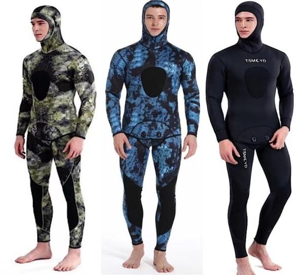 

m camouflage wetsuit long sleeve fission hooded 2 pieces of neoprene submersible for men keep warm waterproof diving suit 2203169369903