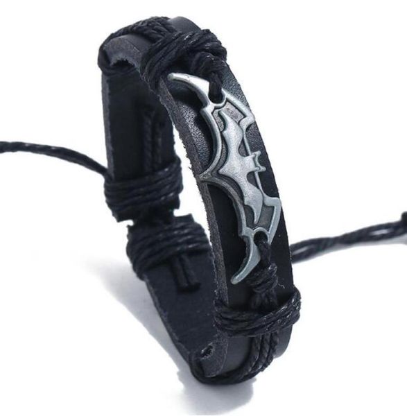 

new fashion 100 leather bracelet bat charm men bracelet fashion alloy charms bracelet jewelry party fine jewelry leather for unis7076294, Golden;silver