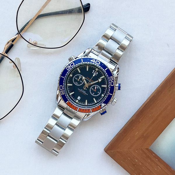 

omeg wrist watches for men 2023 new mens watches all dial work quartz watch luxury brand chronograph clock watch stainless steel watch band, Slivery;golden