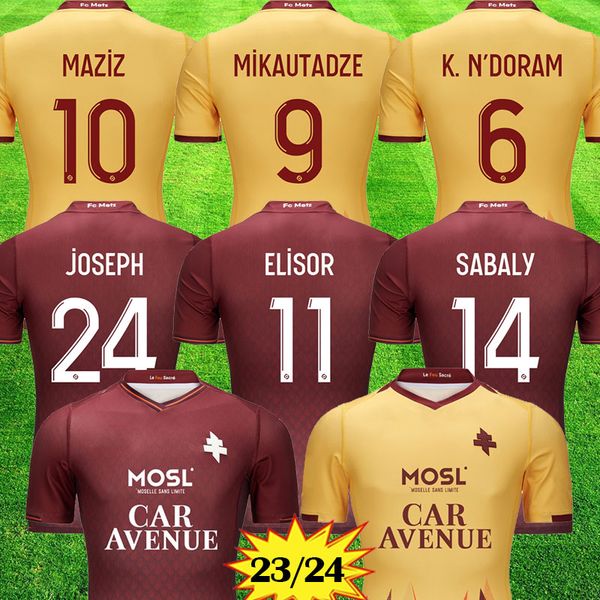 

23 24 fc metz soccer jerseys elisor mikautadze jallow niane 2023 2024 maillot de foot maziz udol yade joseph danley sabaly third football sh, Black;yellow