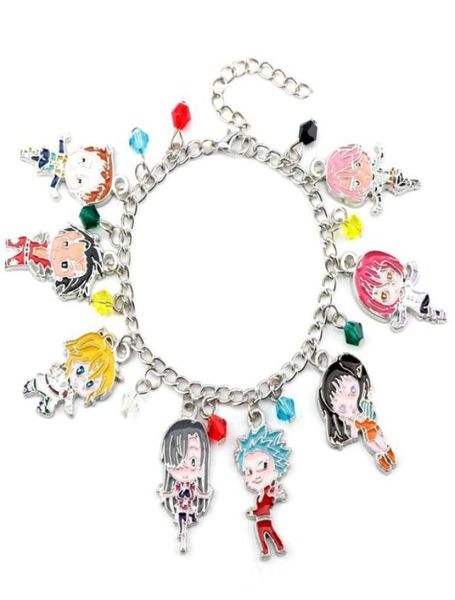 

link chain the seven deadly sins meliodas elizabeth liones charm bracelet escanor lion merlin boar gowther goat king ban jewelry2228014, Black