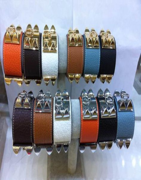 

new arrival 316l titanum steel bracelet with genuine leather in many colors women and man in length 22cm width 38cm b8824266, Black