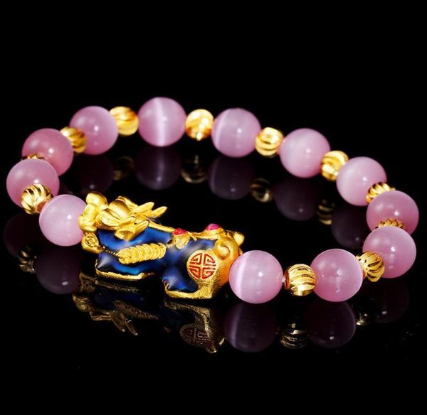 

natural beads bracelet opal stone for men women 10mm pixiu feng shui wealth good luck jewelry bijoux drop beaded strands5117619, Black