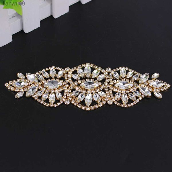 

162x55cm diy strass applique for women accessories sew on long applique rhinestone patch for bridal headdress wedding dress l230704, White;golden