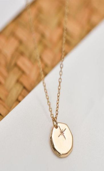 

minimalist irregular round pendant necklace for women girls gold color star pattern collar necklaces jewelry1613885, Silver