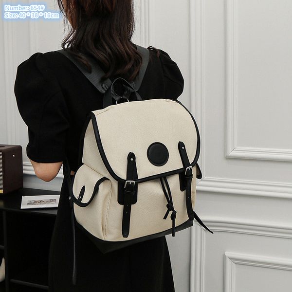 

Outlet factory ladies shoulder bag flip lightweight wear-resistant canvas student backpack simple and versatile solid color stitching leisure backpacks, Welfare color/regular packaging