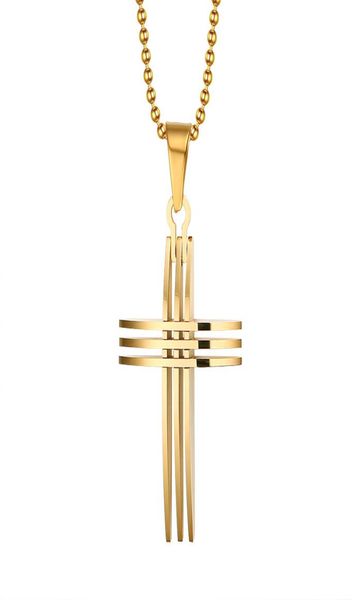 

fashion cross necklace pendants 18k gold plated stainless steel with 20inch chain for women men pn1277370916, Silver