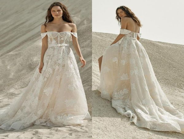 

eisen stein aline wedding dresses off shoulder appliques lace beach bridal gowns custom made open back sweep train wedding d2558039, White