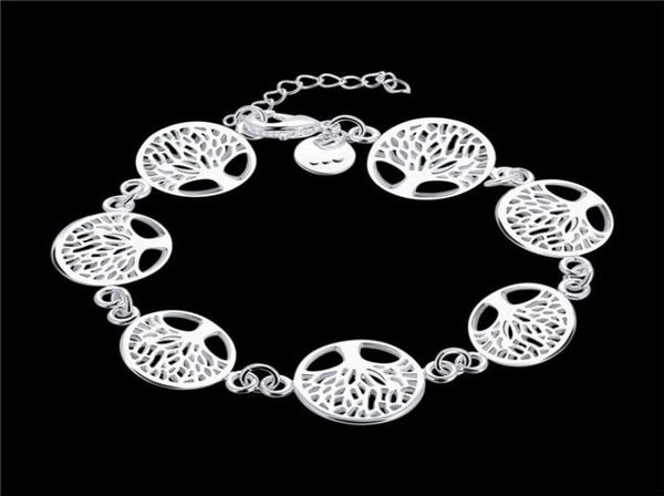 

women039s sterling silver plated tree of life charm bracelet gssb607 fashion 925 silver plate jewelry bracelets2460135, Golden;silver