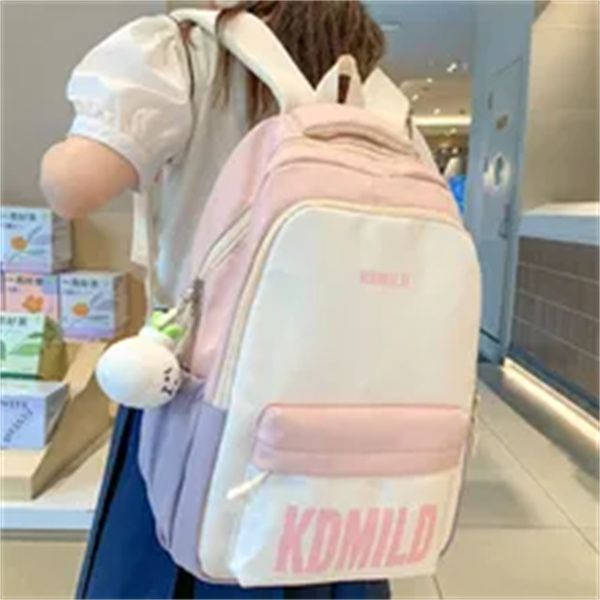 

fashion female nylon high capacity college backpack girl lapschool bag cool women student book bag ladies cute travel trendy a2, Black