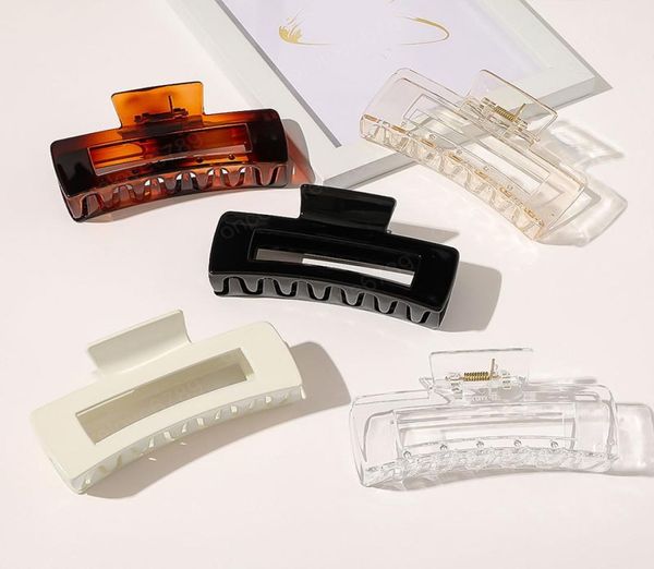 

oversized hairpin korean acetate acrylic hair claw clips rectangle geometry marble hair clamps ponytail holder hair accessories3602856, Slivery;golden