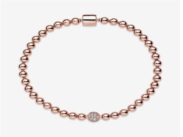 

beautiful women's beads pave 18k rose bracelet summer jewelry for 925 sterling silver hand chain beaded bracelets with original box362, Golden;silver
