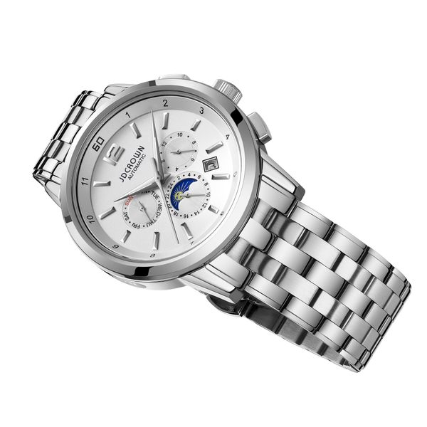 

men's watch automatic mechanical 40mm month designer luxury sapphire waterproof luminous wristwatch business round, Slivery;black