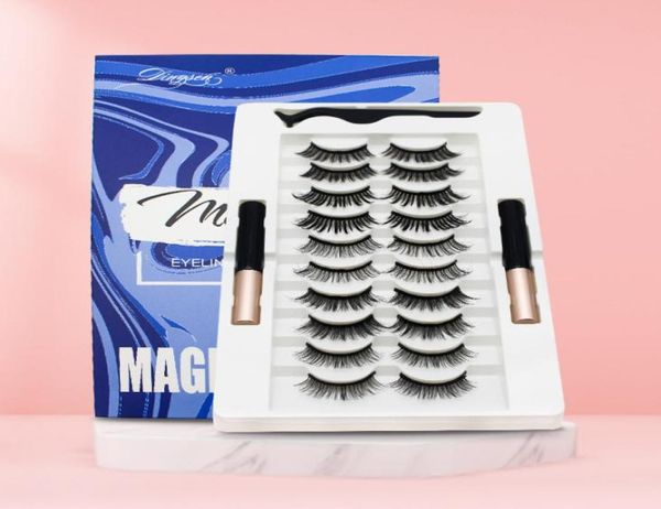 

magnetic eyelashes set 10 pairs magnet lashes mink with liquid eyeliner drop fast delivery9278278